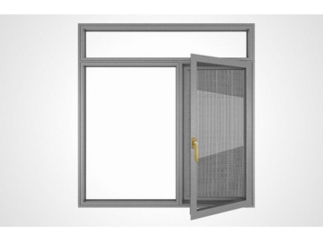 Aluminiowe okno uchylno-obrotowe z moskitierą otwierane do wewnątrz, GD90B