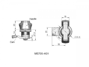 Cylindryczne zamki do szaf MS705-K